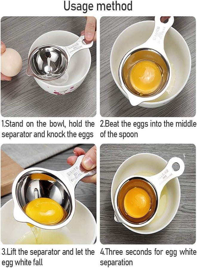YOMITH Stainless Steel Egg Yolk & Egg White Separator, Protein Separator Filter, Kitchen Baking Tools, Egg Divider Dishwasher Safe Kitchen Tool, Egg Gadgets, with Hanging Hook (Pack of 1, Silver) - Image 4